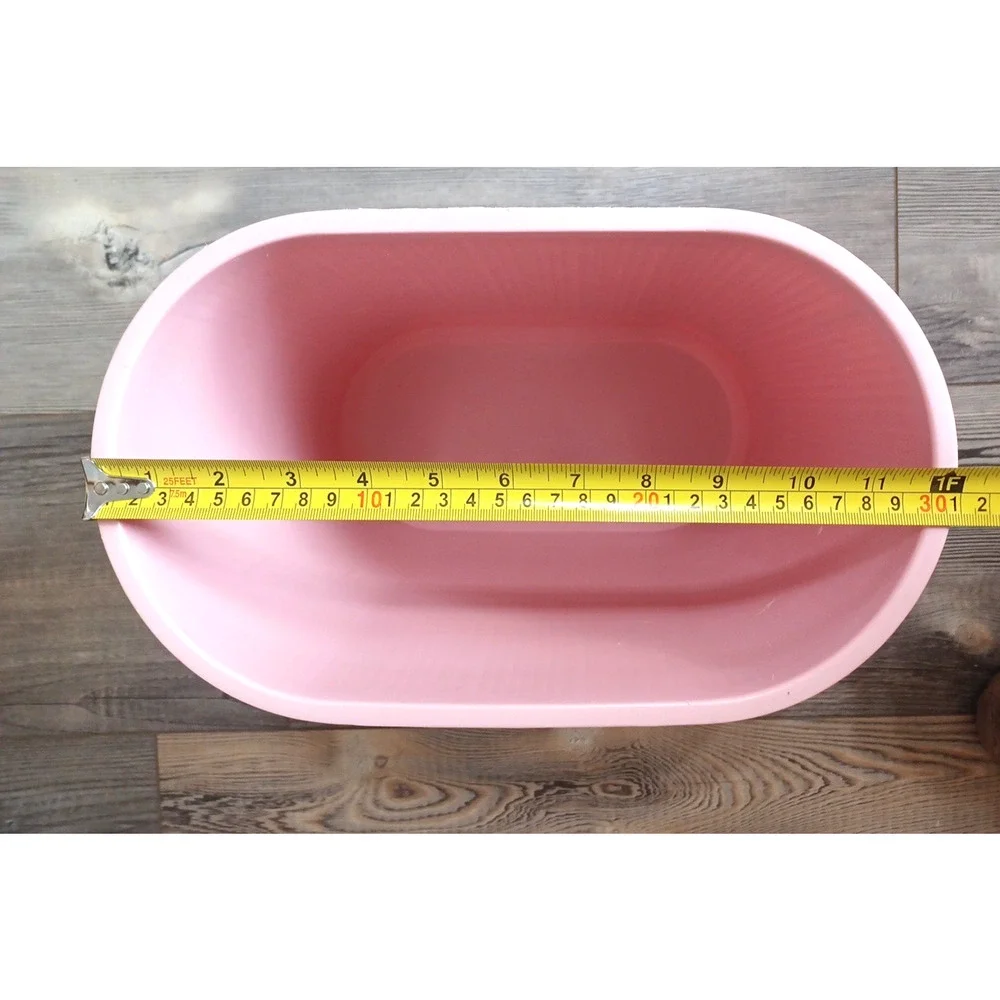 VTG Retro Rubbermaid Pink Ribbed Plastic Trash Container Wastebasket 12x7x10 1/2